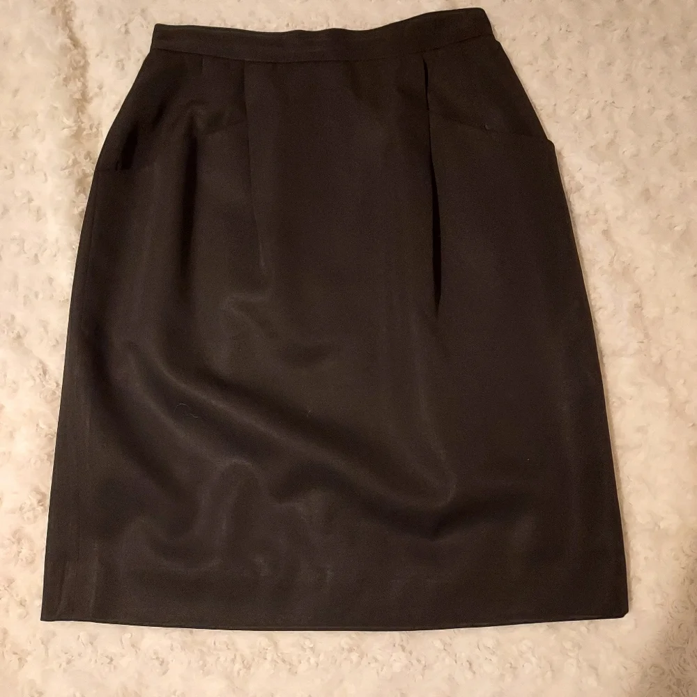 Vintage 100% Pure Wool I Magnin Black Lined Skirt Size 8 Career Office Church